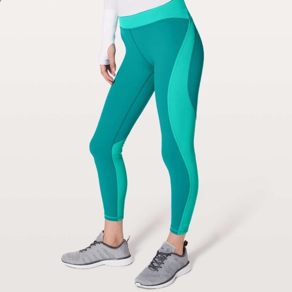Lululemon Train Times 7/8 Leggings Teal Green Size 4